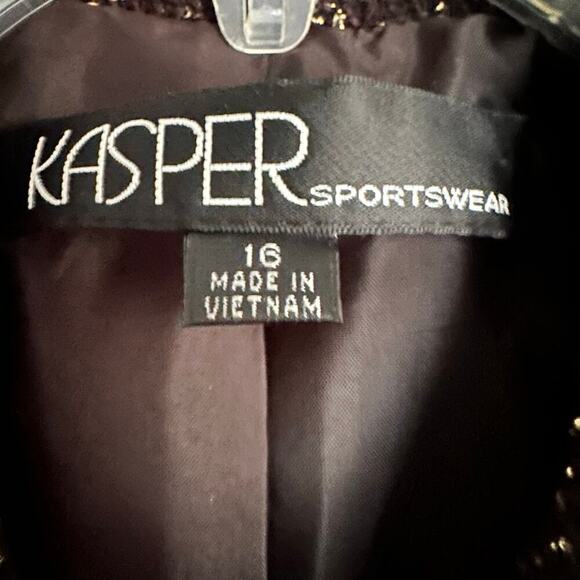 Kasper Sportswear Women’s Size 16 Blazer Black Coat Sparkle Button - Picture 2 of 6